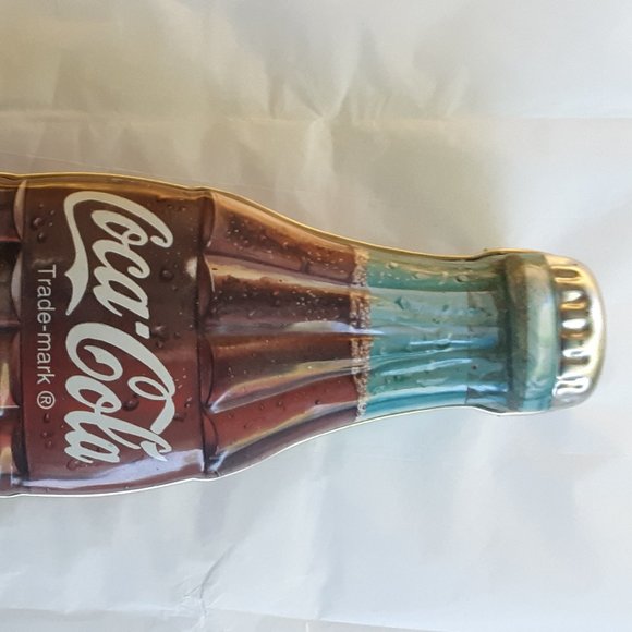 Coca Cola Coke Bottle Metal Gift Tin Vintage 1996 Preowned VG 13" - Picture 3 of 13